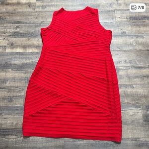 Calvin Klein Elegant Red Sleeveless Dress Criss Cross